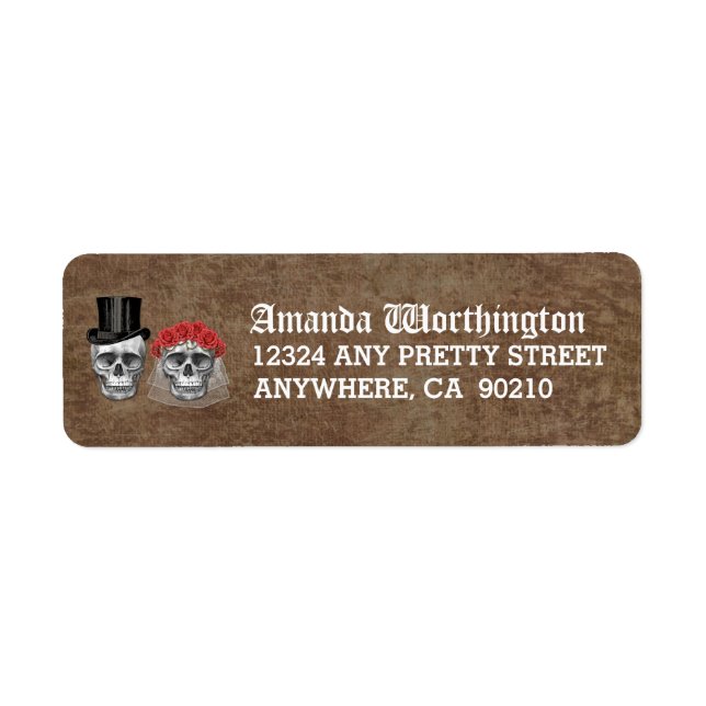 Day of the Dead Skull Wedding Return Address Label (Front)