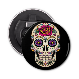 Day of the Dead Skull with Rose Bottle Opener