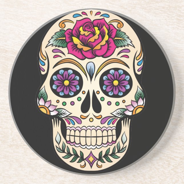 Day of the Dead Skull with Rose Coaster (Front)
