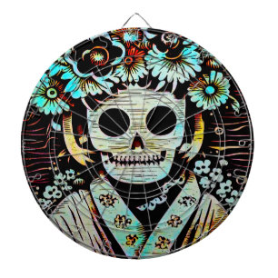 Day of the Dead Skull Woodcut (4) Dartboard