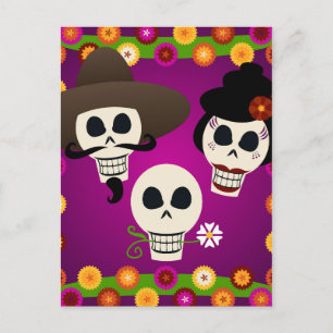 Day Of The Dead Skulls Postcard