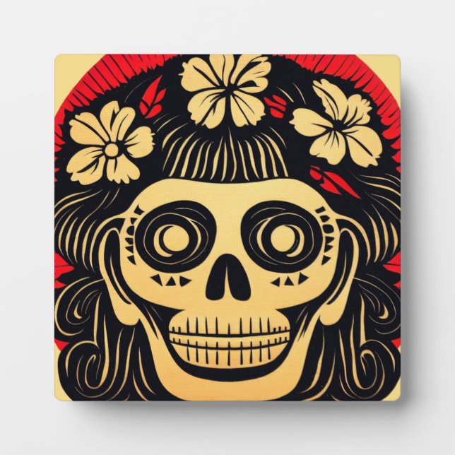 Day of the Dead Sugar Skull 1 Plaque (Front)