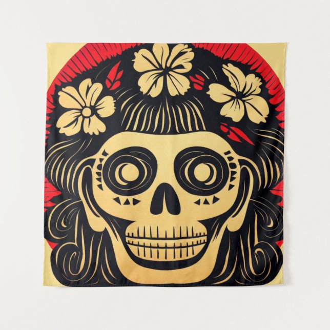 Day of the Dead Sugar Skull 1 Tapestry (Front)