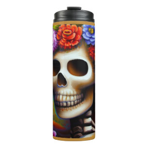 Day of the Dead Sugar Skull 1 Thermal Tumbler