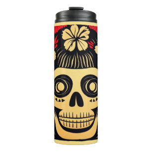 Day of the Dead Sugar Skull 1 Thermal Tumbler
