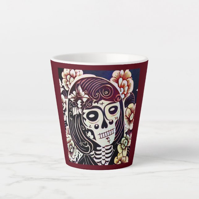 Day of the Dead Sugar Skull 2 Latte Mug (Front)