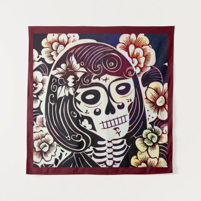 Day of the Dead Sugar Skull 2 Tapestry (Front)