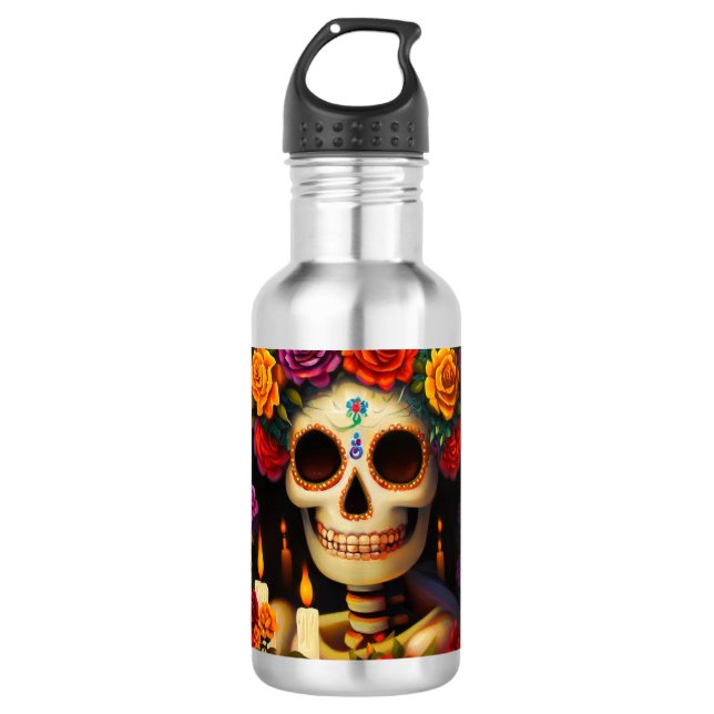 Day of the Dead Sugar Skull 3 710 Ml Water Bottle (Front)