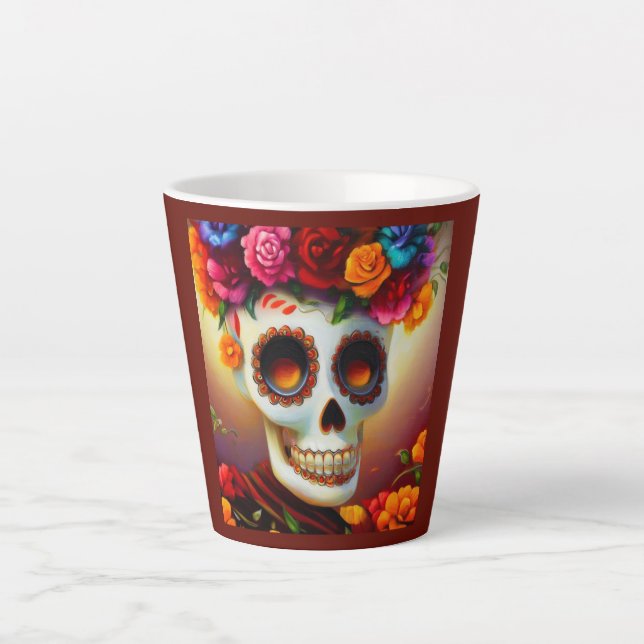 Day of the Dead Sugar Skull 4 Latte Mug (Front)