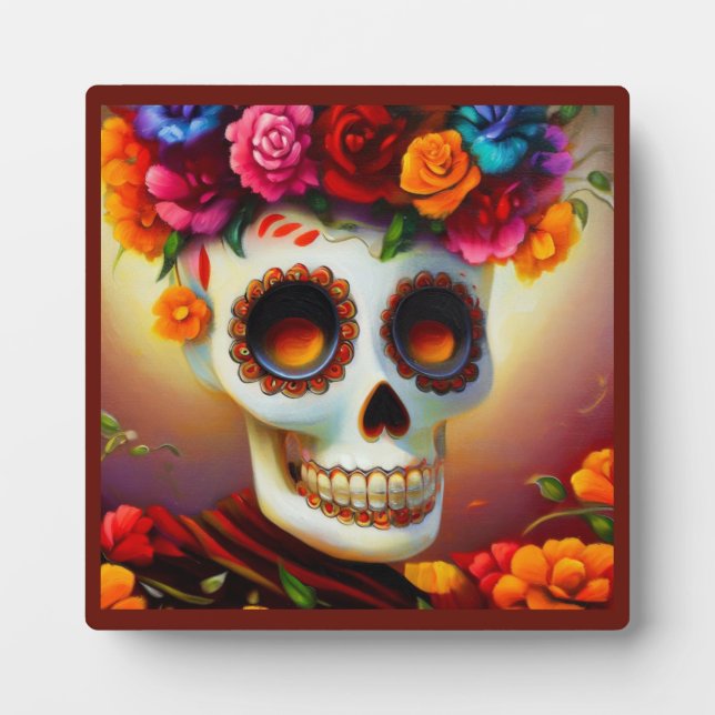 Day of the Dead Sugar Skull 4 Plaque (Front)