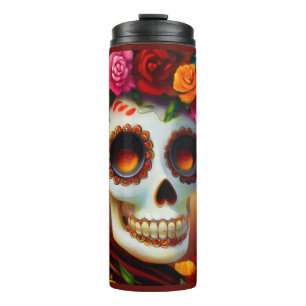 Day of the Dead Sugar Skull 4 Thermal Tumbler