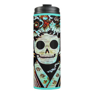 Day of the Dead Sugar Skull 4 Thermal Tumbler