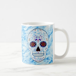 Day of the Dead Sugar Skull - Baby Blue Fractal Coffee Mug