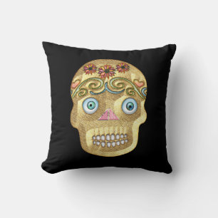 Day of the Dead Sugar Skull (Blonde) Cushion