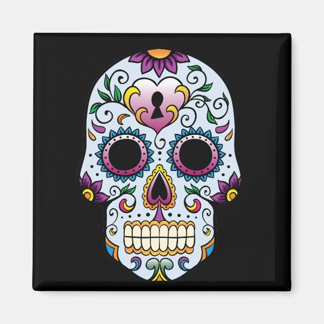 Day of the Dead Sugar Skull Blue Magnet (Front)