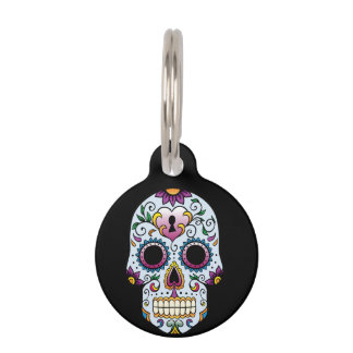 Day of the Dead Sugar Skull Blue Pet Tag