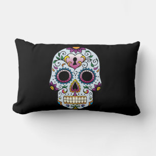 Day of the Dead Sugar Skull Blue Pillow