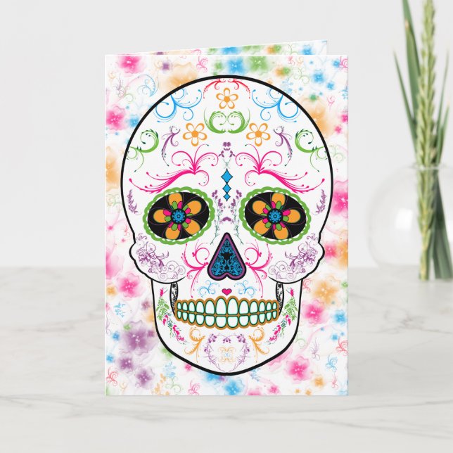 Day of the Dead Sugar Skull - Bright Multi Colour Card (Front)