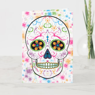 Day of the Dead Sugar Skull - Bright Multi Colour Card