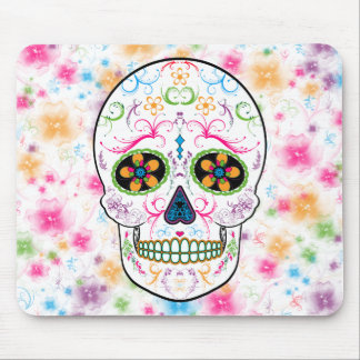 Day of the Dead Sugar Skull - Bright Multi Colour Mouse Pad