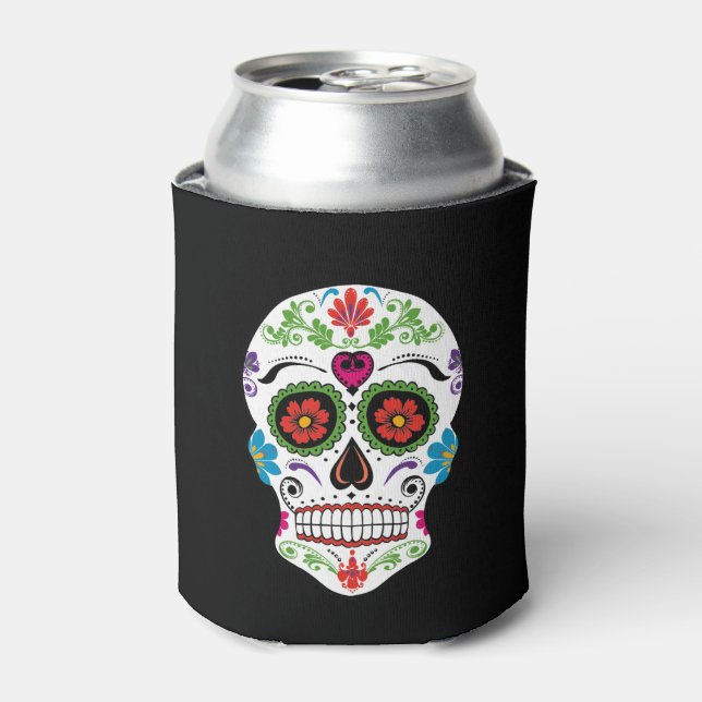 DAY OF THE DEAD SUGAR SKULL CAN COOLER (Can Front)