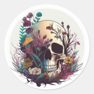 Day of the Dead-Sugar Skull  Classic Round Sticker