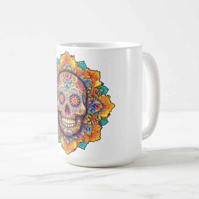 Day of the Dead Sugar Skull Coffee Mug (Front Right)