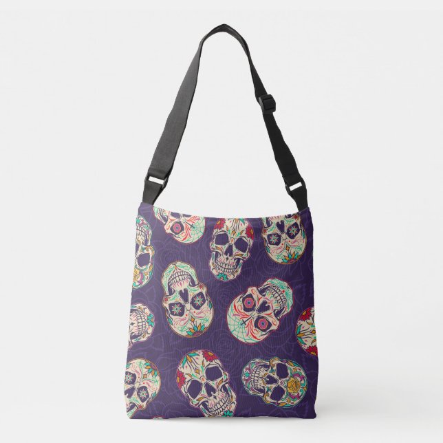 Day Of the Dead Sugar Skull Collage Crossbody Bag (Front)