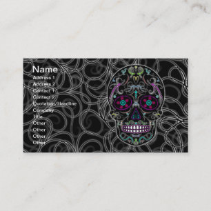Day of the Dead Sugar Skull - Colourfully Black Business Card