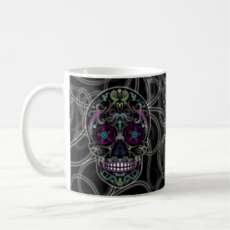 Day of the Dead Sugar Skull - Colourfully Black Coffee Mug