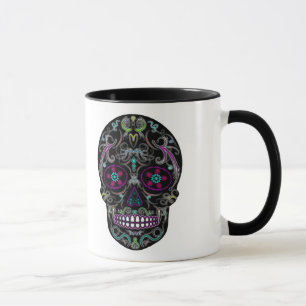 Day of the Dead Sugar Skull - Colourfully Black Mug