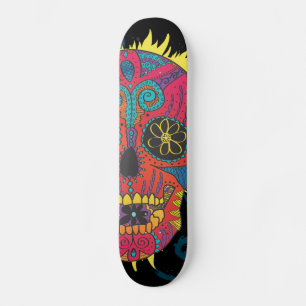 Day of The Dead Sugar Skull Comic Tattoo Design Skateboard
