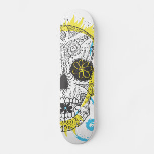 Day of The Dead Sugar Skull Comic Tattoo Design Skateboard