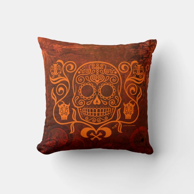 Day of the Dead Sugar Skull Cushion (Front)