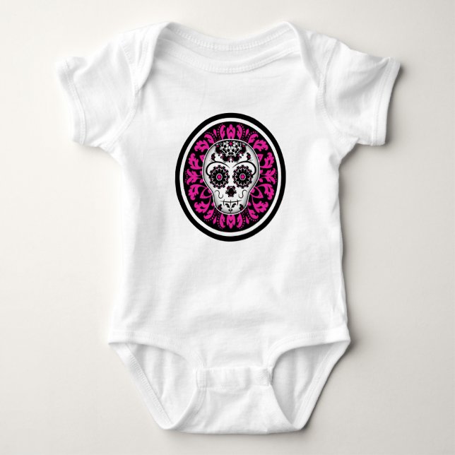 Day of the Dead sugar skull custom baby Baby Bodysuit (Front)