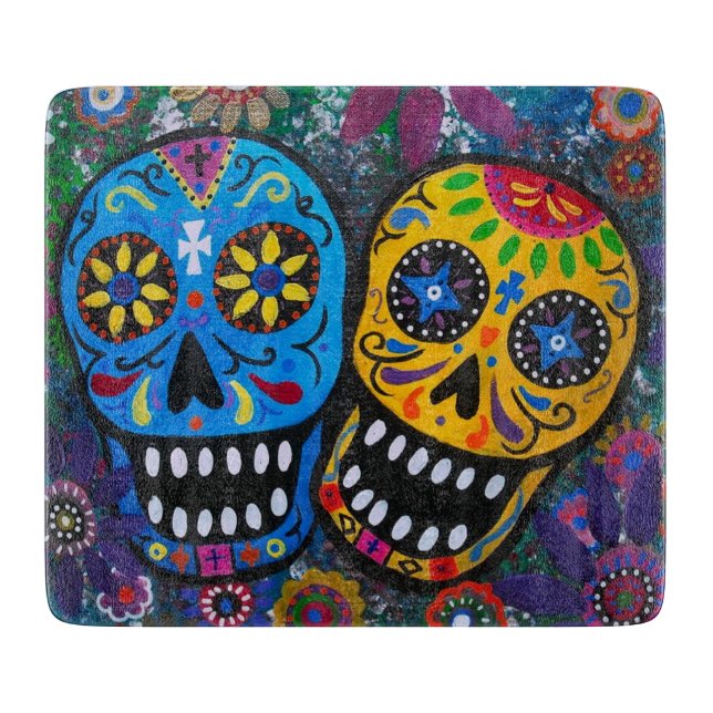 Day of The DEad Sugar Skull Cutting Board (Front)