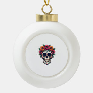 Day of the Dead Sugar Skull – Dia de los Muertos S Ceramic Ball Christmas Ornament
