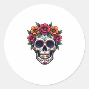 Day of the Dead Sugar Skull � Dia de los Muertos S Classic Round Sticker
