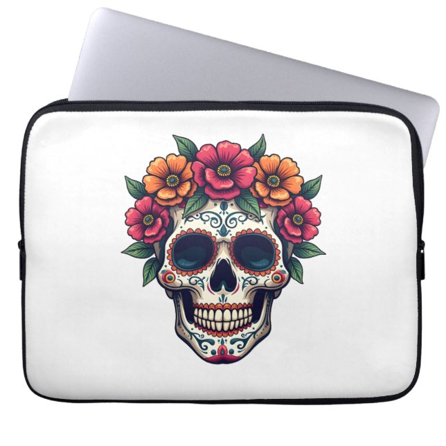 Day of the Dead Sugar Skull – Dia de los Muertos S Laptop Sleeve (Front)