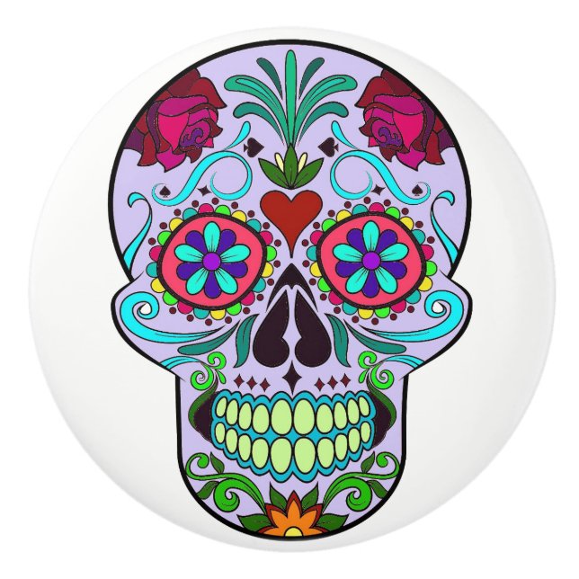 Day of the Dead Sugar Skull Dresser Knob Pull (Front)