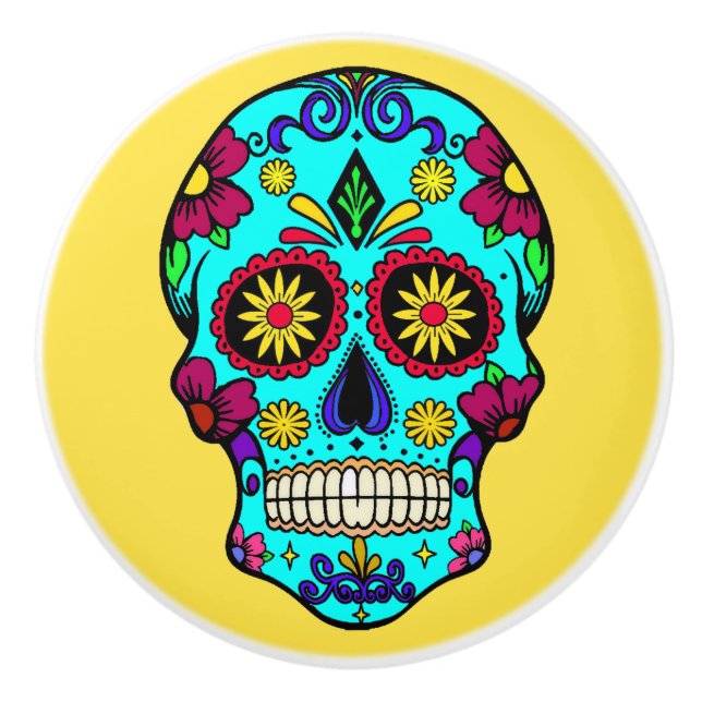 Day of the Dead Sugar Skull Dresser Knob Pull (Front)