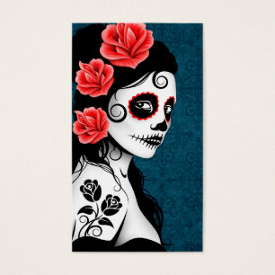 Day of the Dead Sugar Skull Girl - blue