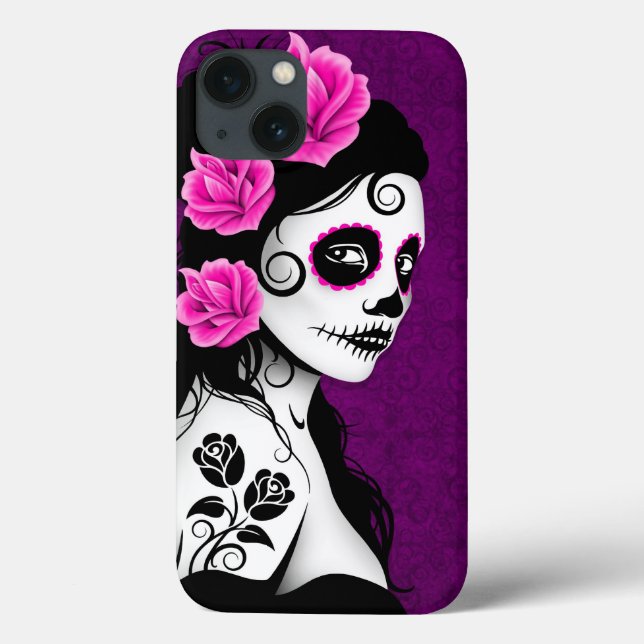 Day of the Dead Sugar Skull Girl – Purple Case-Mate iPhone Case (Back)