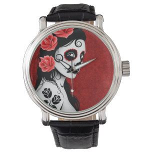 Day of the Dead Sugar Skull Girl - red Watch