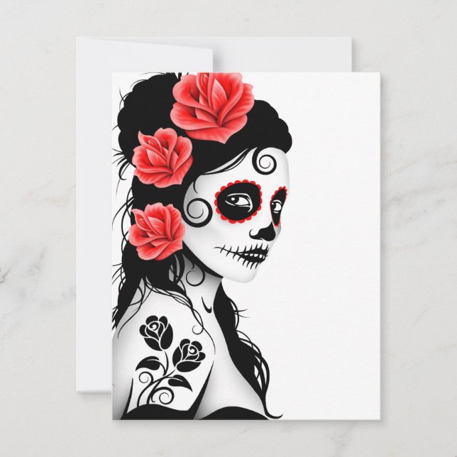 Day of the Dead Sugar Skull Girl - white (Front)