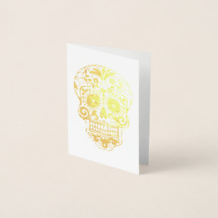 Day of the Dead Sugar Skull Gold Foil Card