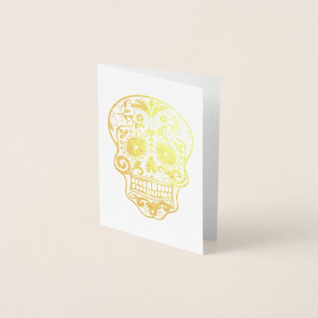 Day of the Dead Sugar Skull Gold Foil Card (Front)