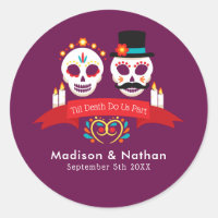 Day of the Dead Sugar Skull Gothic Magenta Wedding