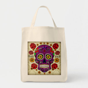 Day of the Dead Sugar Skull Grocery Tote Bag