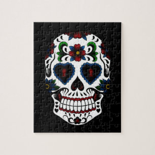 Day of the Dead Sugar Skull in Blue Jigsaw Puzzle